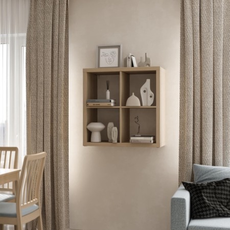 Rabberry with four open cells "Fors 4", square, vestiburat, color of oak white