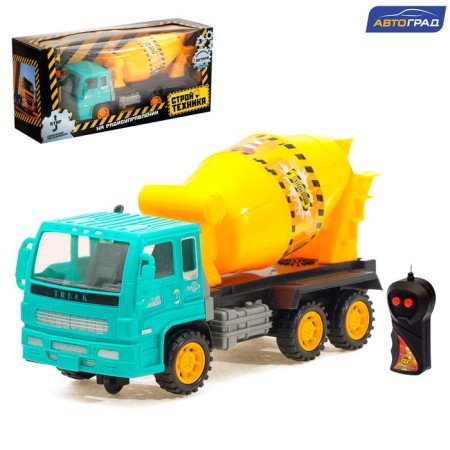 Radio -controlled “concrete mixer” truck, works on batteries, turquoise color