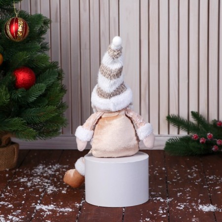 Soft toy "Santa Claus in a striped cap, with a strap" 14x43 cm, gold-1