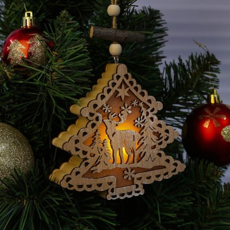 Decor with backlight "Christmas tree with a deer"-1