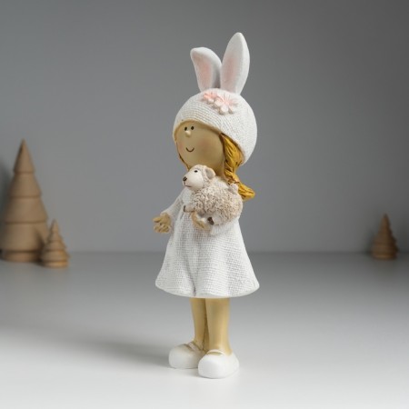 Polystone souvenir "Girl in a hat with ears, with a lamb" MIX 8x6x22 cm-3