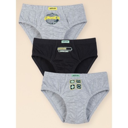 Panties for boys, height 98 cm, color gray, black, 3 pcs