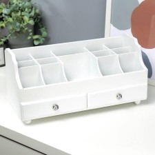 Casket Wood for Jewelry and Cosmetics 2 Boxes White 35x16.5x17 cm