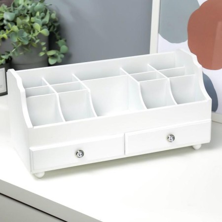Casket Wood for Jewelry and Cosmetics 2 Boxes White 35x16.5x17 cm