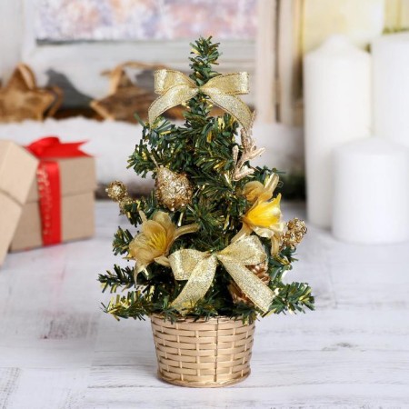 Christmas tree decor "Flowers" 20 cm, gold-1