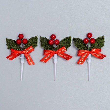 Decor for creativity "New Year's branch", in the set of 3 pcs., Size 1 pc. - 9 × 6 × 1 cm-1