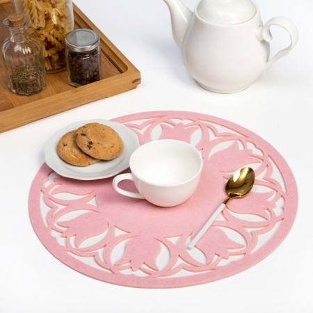 Napkin Decorative shade "Tulips" Color Pink, D 30 cm, 100% p/e, felt