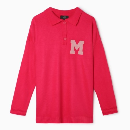 Jumper Women's Mist with a Polo collar pink, p. L (48-50)-6