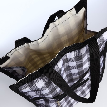 Folding bag on Velcro, 2 wheels, black/white color-5