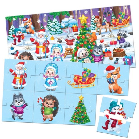 Puzzles 8 in 1 "New Year's Adventures", bilateral, in the package-2