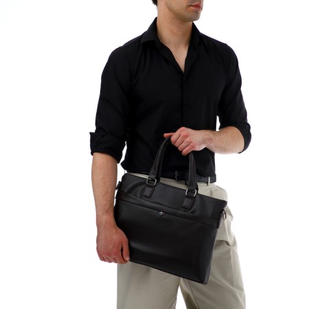Male Business Bag, Textura, 2 external pockets, brown color-9