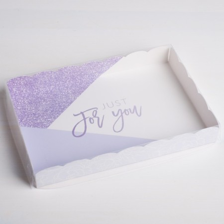 Cookie box, confectionery packaging with PVC lid, just for you, 22 x 15 x 3 cm