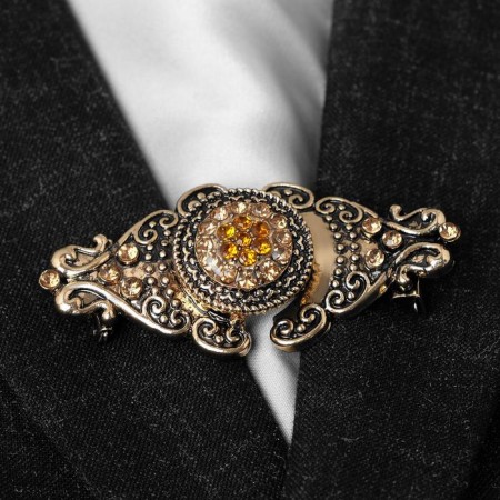 Cardigan clamp "Order", brown color in black gold-2