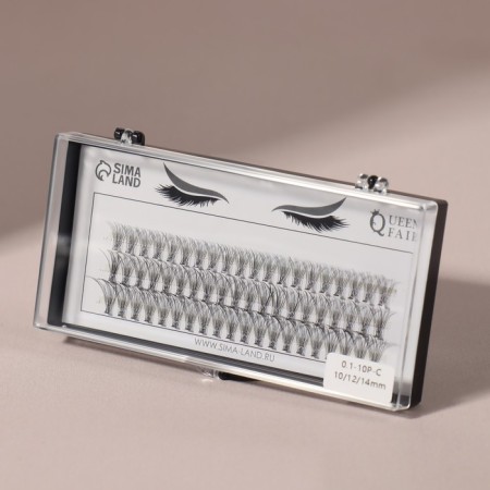 A set of overhead eyelashes "Classic", bundles, 10, 12, 14 mm, thickness 0.1 mm, bend C, 10 D-2