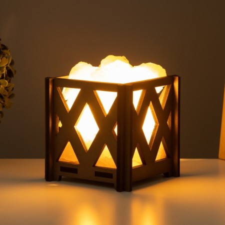 Salt lamp with Dimmer "Basket. Romb" Small 1.4 kg, 15W, 15x12x12 cm-2