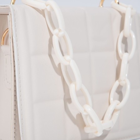 Bag women of artificial leather messenger with a chain, 14 × 20 cm, milk color-7