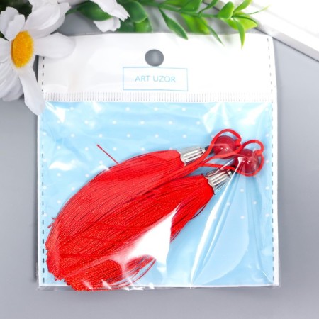 Decor for creativity Textile "Brush with a bead" Red set 2 pcs 10x1 cm-2