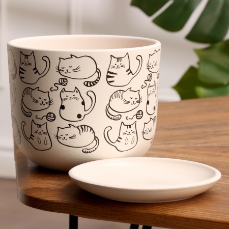 Pot Flower cats White BUY №2, 1.6 l, D - 15 cm-1