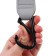 Carabiner for bags for a stroller, for Velcro, eco -leather, gray color