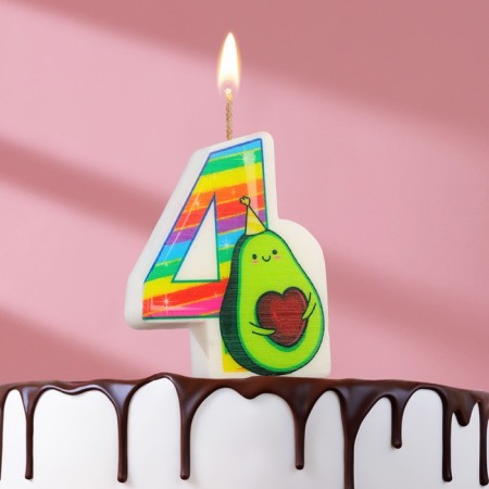 Candle in the Avocado cake, number 4, 6.5 cm