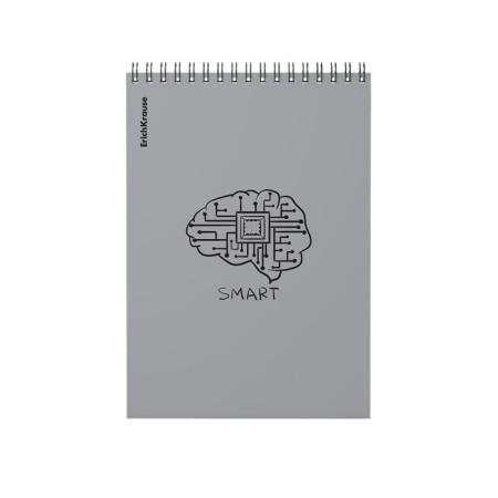 Notepad for spirals A5, 80 sheets, cage, Erichkrause "Life Style", plastic cover silk -screen cover, OFSET BELICT 100%, silver