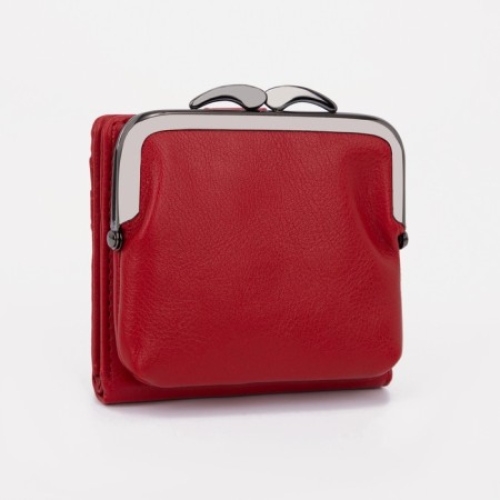 Women's wallet on the button, red color-1
