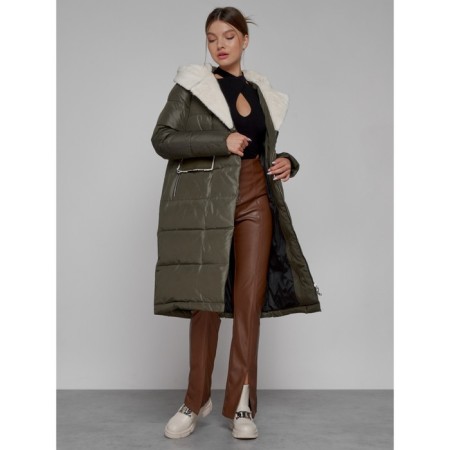 Coat insulated winter female, size 52, khaki color-12