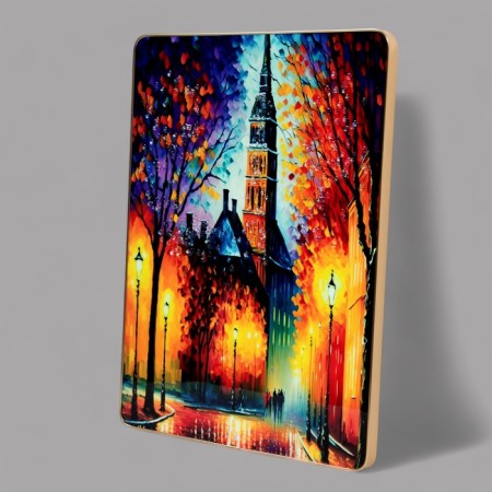 Acrylic painting "Evening City" 40x30 cm-1