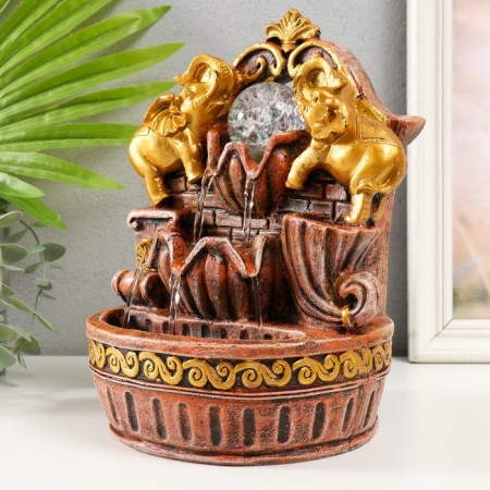 The desktop fountain from the network, the backlight "Golden Elephants under the Arch" 19x14x26 cm-2
