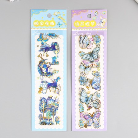 Sticker plastic gold embossing "Butterfly/Fairytale Forest" 2 sheets mix 6.5x22.5 cm