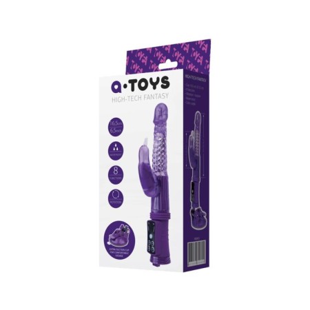 Toyfa High-Tech Fantasy, TPR vibrator vibrator with clitoral stimulator, purple color, 24 cm-2