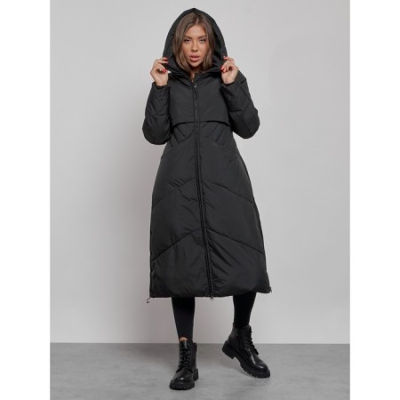 Coat insulated winter female, size 42, black color-4