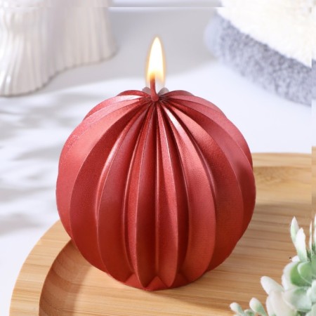 Figure candle "Ball facet", 6.5x6.5 cm, red, in the box-1