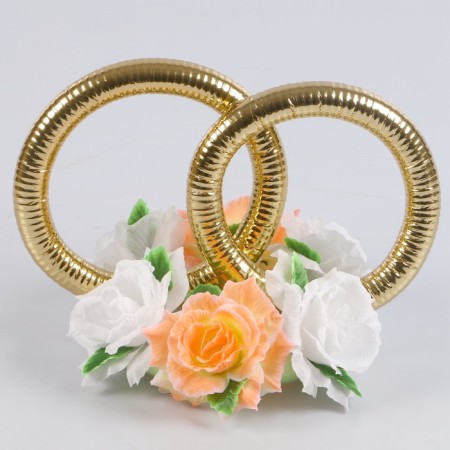 Set for decorating a car: roof rings, hood tape, 4 bow, peach-3