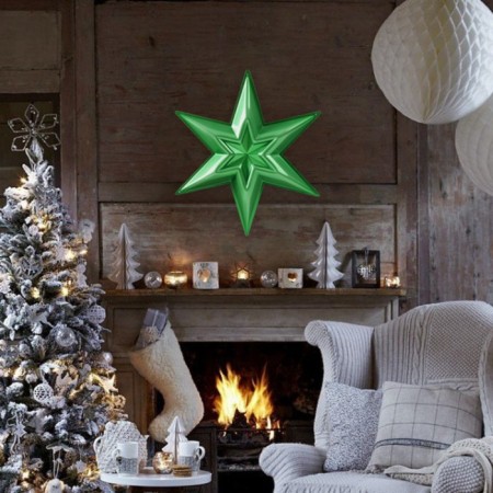 Figure "Star in the Star" Small Green metallic, 38.8x33.5 cm