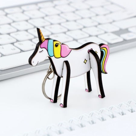 Key keychain wooden designer "Unicorn", 7 x 6.6 cm-2