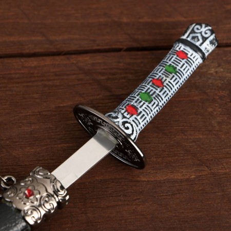 Souvenir weapon "Katana on the stand", black scabbard with red rhombuses, 20cm-8
