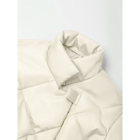 Пальто стёганое для девочек AmaroBaby TRENDY, рост 146-152 см, цвет молочный-19