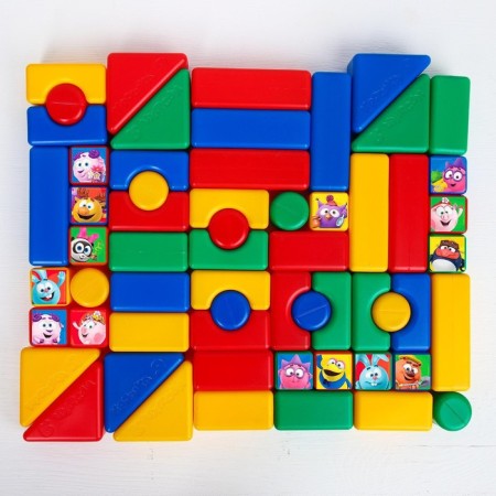 A set of colored cubes, "Smeshariki", 60 elements, a cube of 4 x 4 cm-3