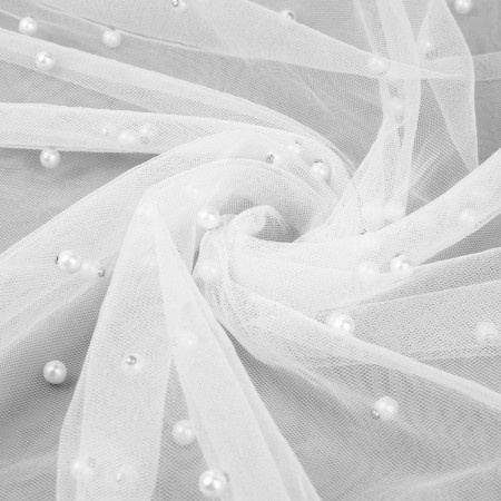 Mesh with beads, 150 cm, 1 ± 0.2 m, white color