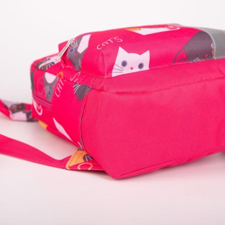Baby backpack with zipper, external pocket, reflective strip, pink color-2