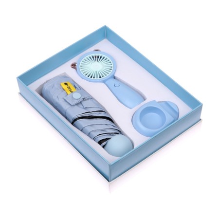 Gift set fan and umbrella, blue-1