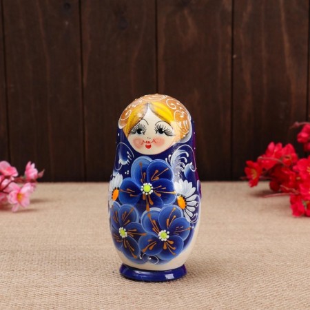 Matryoshka 5 puppet "Nina" blue, 13cm, manual painting.-7