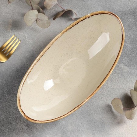 Ceramic sapphire salad, 25 × 13 × 8 cm, beige color-1
