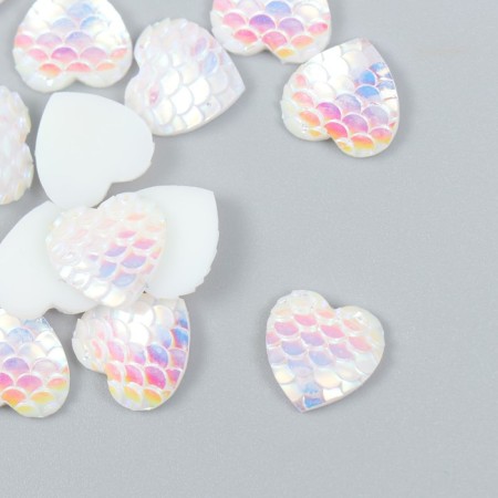 Decor for creativity Plastic "Claim white mother -pearl - heart" 1.2x1.2 cm