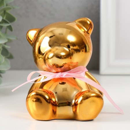 Piggy bank Ceramics "Mishutka with Bantik" gold 9x8x9.8 cm