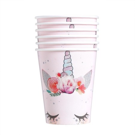 A set of paper dishes is a one -time muzzle unicorn ”, 6 plates, 6 glasses-5