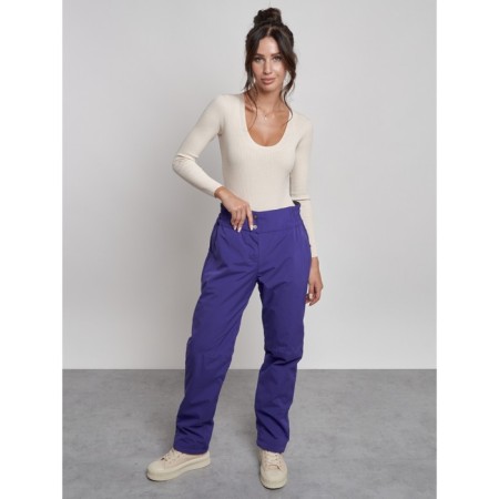 Warmed female trousers, size 42, purple color-8