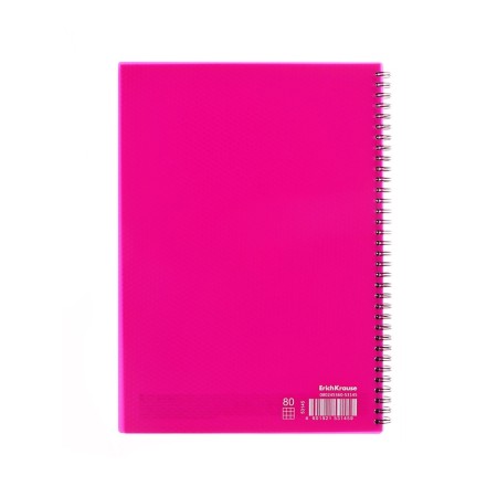 A4 notebook, 80 sheets in a cage on a spiral Erichkrause "Glance Vivid", with a plastic cover, an offset unit, white 100%, mix-15