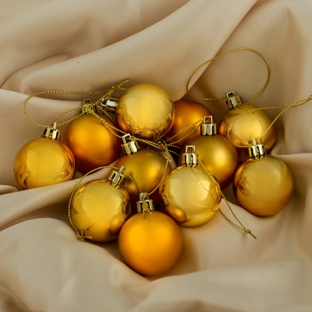 Set of balls plastic D-4 cm, 36 pcs "plain" gold